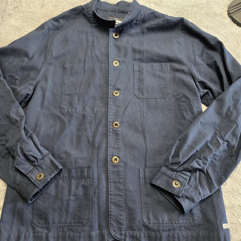 Jones of Boerum Hill Mens Navy Blue Canvas Chore Coat Mandarin Collar Jacket XL - Picture 6 of 10